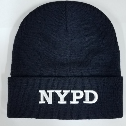 NYPD Poly / Wool Knit Cap with White Embroidery