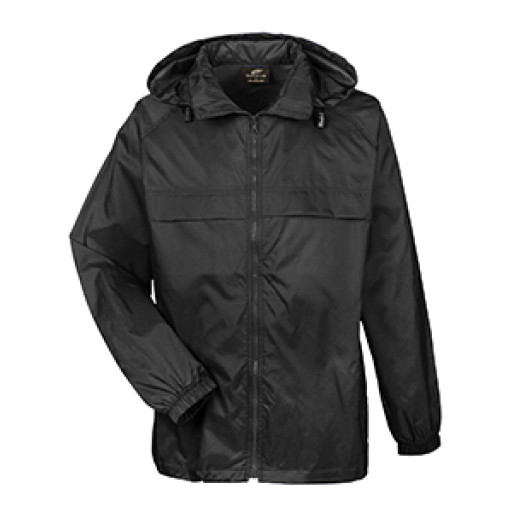  UltraClub Adult Full-Zip Hooded Pack-Away Jacket