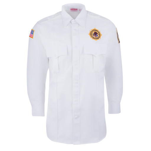 Men's White Poly/Rayon Long Sleeve Class A Dress Shirt
