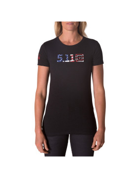 5.11 Tactical Women's Womens U.S. Flag Fill Legacy Logo Tee (Black)