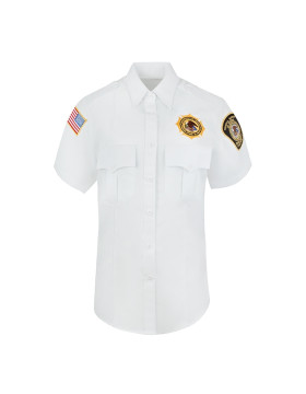 Women's White Poly/Rayon Short Sleeve Class A Dress Shirt